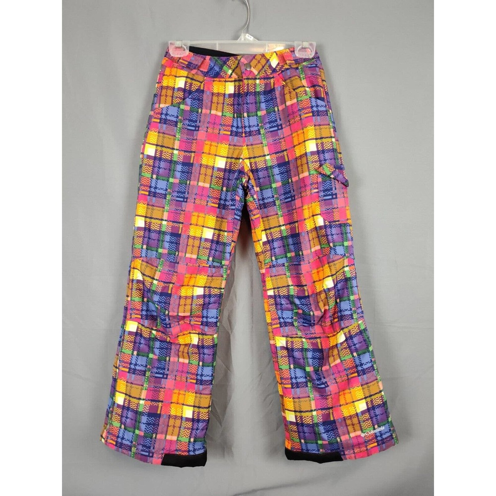 Columbia Omni-Shield Ski Snow Pants Plaid Geometric Print Youth Size 10/12